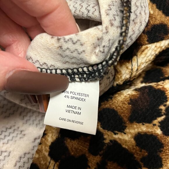 New York & Company Leopard Print Lace Front Dress Womens Size Medium 3/4 Sleeve - Picture 9 of 9